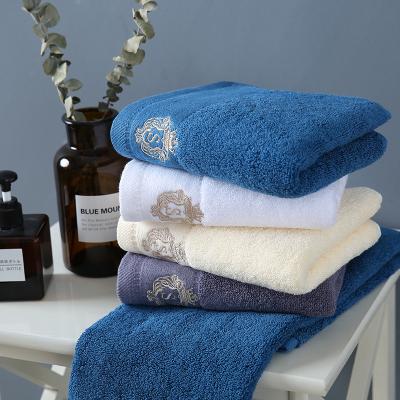 China Custom Embroidery Bathrooms Salon Spa Bath Towels Luxury 100% Cotton Child Safe Hilton Hotel Towels for sale