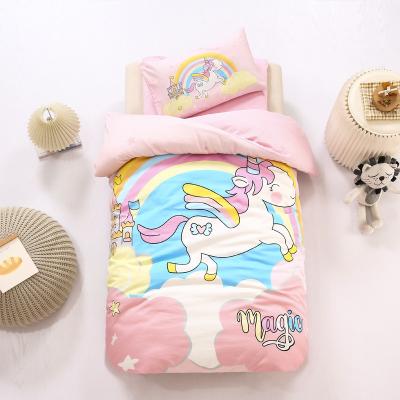 China Unicorn 100% Newborn Baby Crib Bedding Set Child Cartoon Cotton Crib Bedding Quilt Blanket Anti-Static Comforter Sheet for sale