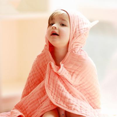 China High Quality Child Safe 6 Layer Muslin Wraps Covers 100% Cotton Newborn Baby Bath Hooded Towel for sale