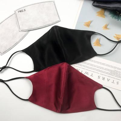 China Hair Disposal Custom 2 Layer Dust Proof Reusable Satin Facemask Pure Mulberry Silk Face Mask for sale