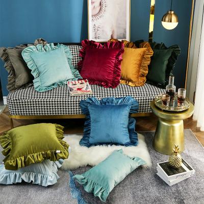 China Anti-Static Decor Sofa Ruffle Pillow Case Velvet 18 x 18 Cushion Macrame Pillow Case Cover Throw for sale