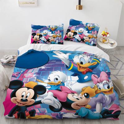 China Custom Printed Mickey Mouse Minnie Cartoon Children Bedding Set Anti-static King Size 3d Kids Bedding Set Queen Duvet Cover for sale