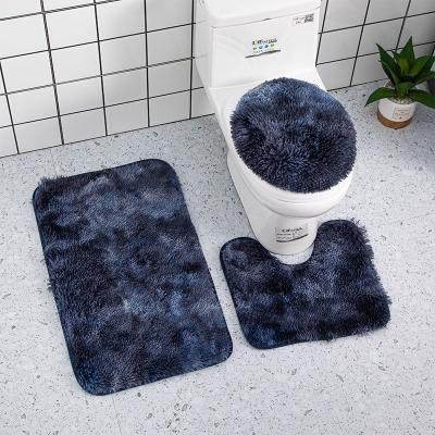 China 3pcs Washable Bathroom Mat Shaggy Plush Non-Slip Bath Mat Bathroom Rug Set for sale