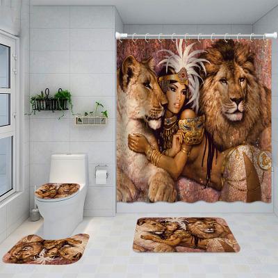 China Wholesale 3d Modern Afro Girl Egyptian Egyptian Bathtub Cover Custom Shower Curtain Sets African Shower Curtain for sale