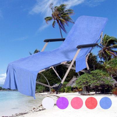 China Pool Lounge Kid Safe Beach Chair Cover Pocket Microfiber Beach Towel for sale