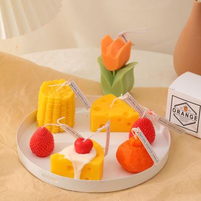 China Birthdays Cakes Funny Design Fruit Scented Candles Lemon Like Scented Soy Candles For Kids Room Decoration for sale