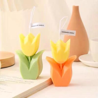 China Birthday China Factories Shape Kids Flower Candle Modern Design Candy Beautiful Colorful Scented Tulip Candle For Bedroom Decoration for sale