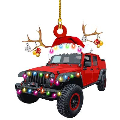 China Europe Stock Items Painted Metal Christmas Tree Car Hanging Toys Christmas Deer Horns Iron Home Decoration for sale