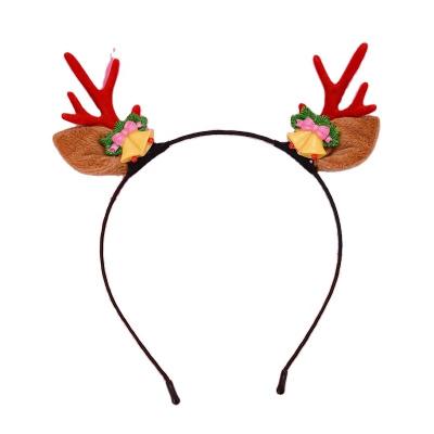 China Plastic Cheap Price 20 Pcs Pack Decorative Adult/Kids Christmas Hair Accessories Red Deer Horn Headbands For Sale for sale