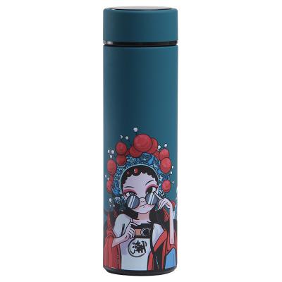 China PORTABLE 401~500ML Peking Opera Style Hot Water Vacuum Flask Chinese Traditional Smart Temperature 304 Visible Vacuum Bottle for sale