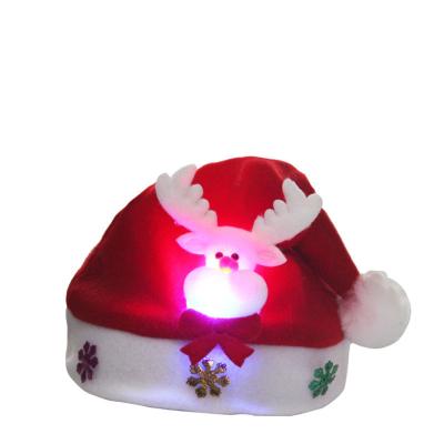 China Wholesale Nonwoven Fabric Factory Nonwoven Fabric Adults 37*29 Children 30*25cm Cartoon Christmas Hats Lighted Snowman Father Christmas LED Hats for sale