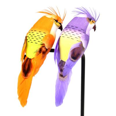 China Parrot Make 13cm Real Feather Artificial Birds For Shopping Mall Decoration Christmas Ornaments 12pcs Mixed Color for sale