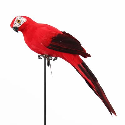 China 25cm/35cm Artificial Parrot Moss And Feathering Birds Christmas Birds Decorative Painted Red Flying Birds Garden for sale