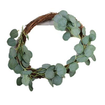 China Wholesale Green Round Rattan Leaf Artificial Flower 50pcs Handmade Eucalyptus Flower Plants For Christmas Garden Weddingwall Decoration for sale