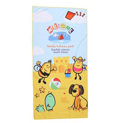 China Microfiber Child Safe Warp Knitting 100% Polyester Heat Transfer Printing Cheap Beach Towel Bath Towel Vacation Towel Set for sale