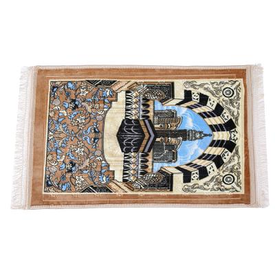 China Stain Resistant Customized Islamic Muslim Prayer Mat Carpet Islamic Gifts Muslim Prayer Mat Mosque Rug Adult Polyester Travel Rascher for sale