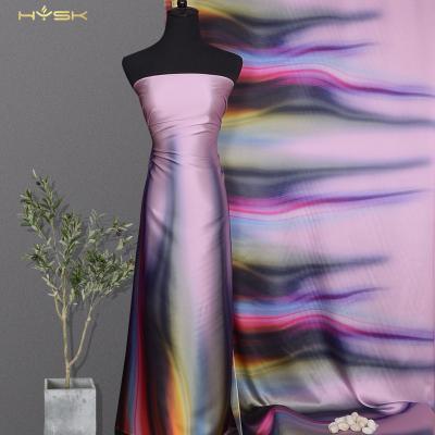 China HYSK Organic Gradient Apparel Materials Abstract Design Charmeuse Satin Digital Printed 100% Silk Fabric for sale