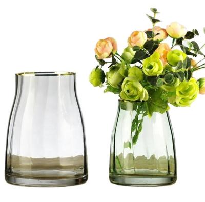 China Good Quality Clear Crystal Cylinder Square Glass Flared Flower Stands Flower Vase for sale