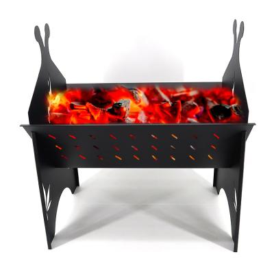 China Small Size Folding Firewood Made Steel Firewood Pit Stored Outdoor Foldable Fire Pit HR-HK-009 for sale