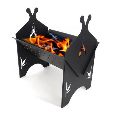 China Stored Portable Fire Pit Mini Size Outdoor Small Size Folding Steel Made Firewood Brazier HR-HK-009 for sale