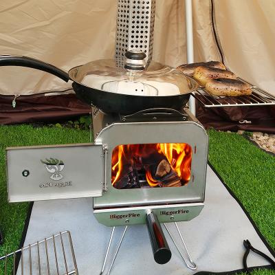 China Portable Outdoor Home Portable Camping Cook Barbecue Fire Steel Mini Folding Wood Burning Rocket Sale Modern Design Tent Heating Stove for sale