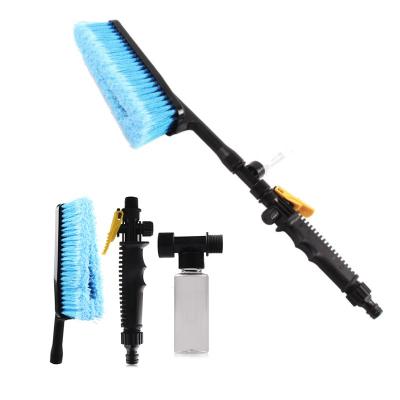 China Car Washing Easily Auto Retractable Blue Car Wash Brush Handle Water Flow Switch Foam Bottle Car Cleaning Brush Article Style Along for sale