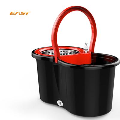 China Double bucket IS viable 360 ​​drive rotation broom with drain plug in lower assembly and cleaning broom with bucket for sale