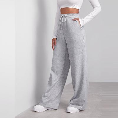 China 2021 Autumn Sweatpants Jogger Jogger Custom Anti-Wrinkle Knit Drawstring Sweatpants Wide Leg Pants For Women for sale