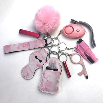 China Self-defense Product Wholesale Supply Women Accessories Package Alarm Girl Window Breaker Set 10 Piece Self-Defense Key Chain for sale