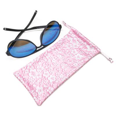 China Eco - Friendly Custom Logo Printed Microfiber Drawstring Sunglasses Pocket Glasses Bag for sale