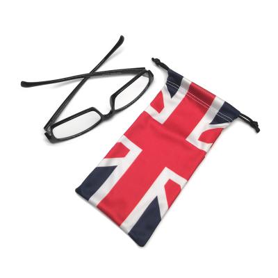 China Custom Sublimation Microfiber Eco-Friendly Sunglasses Bag Pockets With Double Drawstrings for sale