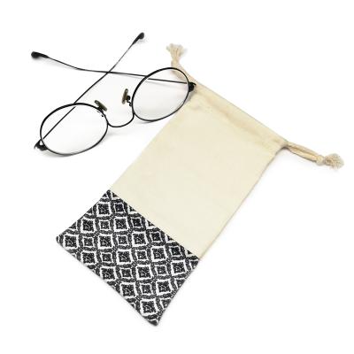 China Recyclable Custom Printed Soft Cotton Drawstring Pouch Bag For Glasses for sale