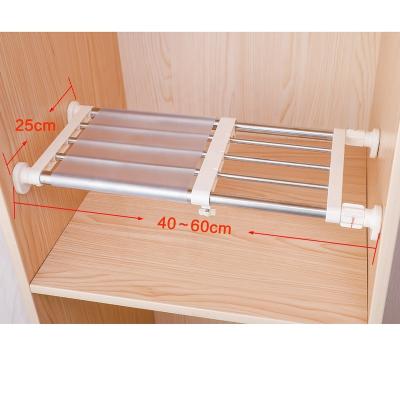 China BAOYOUNI 40-60cm Capacity 15-20kgs Stainless Steel Modern Telescopic Clothes Pole Shelf Adjustable Cabinet Divider Organizer For Indoor for sale