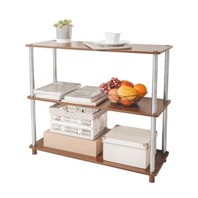 China BAOYOUNI Viable Universal 3 Layer Shelf Storage Shelf Wood Metal Furniture Display Rack For Bed/TV Entry Office Side Kitchen for sale