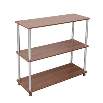 China BAOYOUNI Wooden Shelf Bookshelf Stand 3 Tier Metal Storage Table End Side Organizer Stand for Study Bedroom Office Living Room for sale