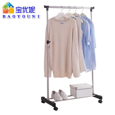 China Multi-functional Hot Sale Mobile Simple Vertical Pole Clothing Rack BAOYOUI Mobile Type Dtying Racks Clothes Shop Racks And Display Racks for sale