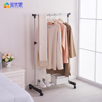 China Convenient Motion BAOYOUI Hanging Clothes Drying Rack Pole Expandable Single Balcony Drying Clothes Rack With Wheel Casters for sale