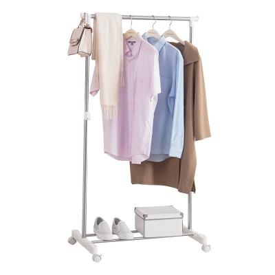 China BAOYOUI Multifunctional High Quality Adjustable Standing Bumper Expandable Balcony Clothes Rack Single Pole Drying Coat Rack With Wheel for sale