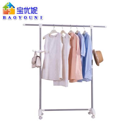 China BAOYOUNI Movable Universal Hanging Display Vertical Hanger Racks Laundry Dryer Balcony Clothes Drying Rack With Wheel for sale