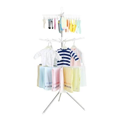 China BAOYOUNI Stainless Steel KOREAN Foldable Tripod Baby Heavy Duty Clothes Towel Outside Rack Laundry Home Hanging Drying Rack for sale