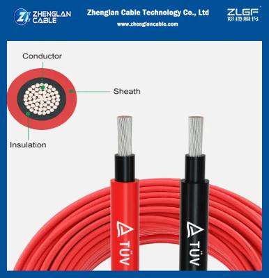 China AC1KV DC 1500V Solar Cable 6 Mm2 10mm2 H1Z2Z2-K Tinned Copper Flexible Photovoltaic Solar Cable Single Row Twin Core for sale