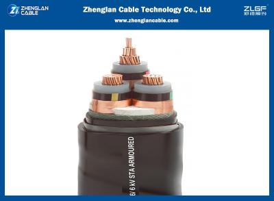 China 3 van de Machtskabels van het kern de Middelgrote Voltage van de het Koperdraad CU/XLPE/STA/PVC Elektro Gepantserde Kabel Te koop