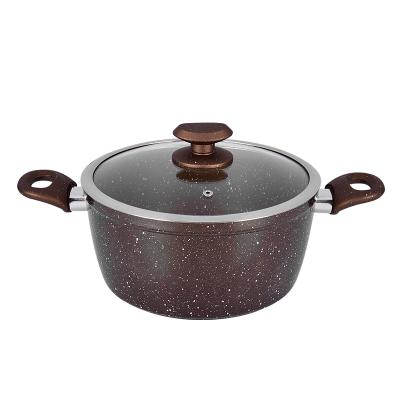 China Sustainable Forged Aluminum Casserole Kitchen With Nonstick Stone Coating And Glass Lid for sale