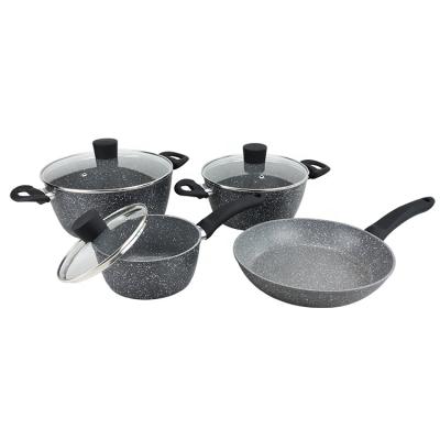 China 2020 viable hot sale 7Pcs forged non stick aluminum cookware set cooking set with stone marble coating for sale