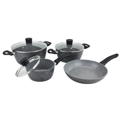 China Sustainable Competitive Classic 7Pcs Forged Non Stick Aluminum Stone Cookware Set With Induction Bottom for sale