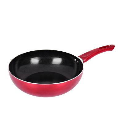 China Durable Pressed Aluminum Ceramic Coating Wok For Cooking With Glass Lid for sale