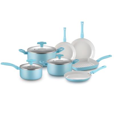 China 2021 viable wholesale high quality cookware non stick ceramic cookware sets cooking pot and pan set for sale