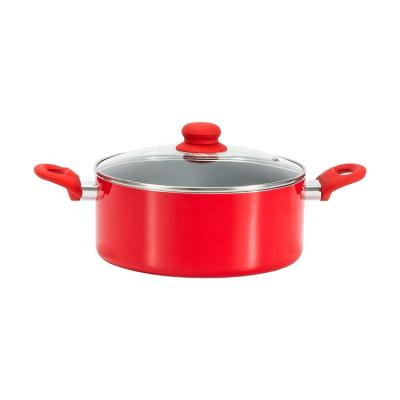 China High Quality Durable European Style Aluminum Nonstick Dutch Oven With 2 Handle And 5QT Glass Lid for sale