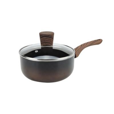 China Gradient Sauce Pan Viable High Quality Aluminum Paint 1.5QT 2.5QT 3.0QT Non Stick Coating With Wooden Soft Handle for sale