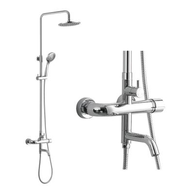 China With Rainparty Brass Luxury Bathroom Chrome Shower Set Modern Exposed Sliding Shower Faucet Set Shower Faucet Sets for sale